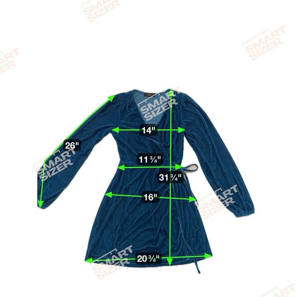 Lulu's Sz S Crushed Velvet Long Sleeve Wrap Dress Teal Homecoming Holiday - Picture 9 of 9